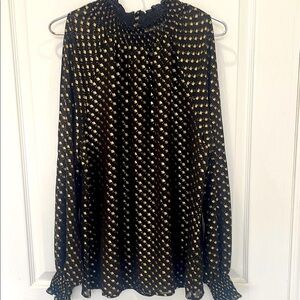 Elegant Black & Gold Print Top - ROSE + OLIVE - Size Large